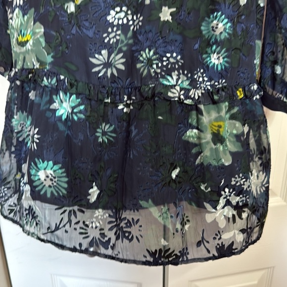LOFT Sheer Winter Garden Flounce Dress size S - Picture 10 of 12